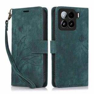 For Xiaomi 15 Orchid Butterfly Embossed Leather Phone Case(Green)