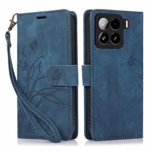 For Xiaomi 15 Orchid Butterfly Embossed Leather Phone Case(Blue)