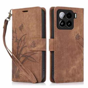 For Xiaomi 15 Orchid Butterfly Embossed Leather Phone Case(Brown)