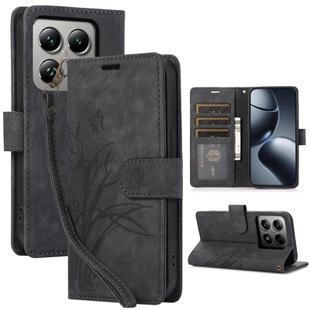 For Xiaomi 14T Pro Orchid Butterfly Embossed Leather Phone Case(Black)