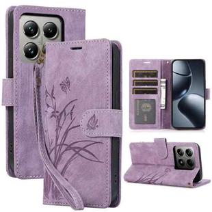 For Xiaomi 14T Pro Orchid Butterfly Embossed Leather Phone Case(Purple)