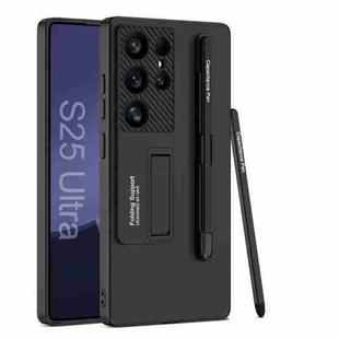 For Samsung Galaxy S25 Ultra 5G GKK Ultra-thin Holder Phone Case with Pen Slots & Stylus Pen(Black)