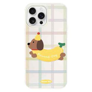 For iPhone 16 Pro Max Skin Feeling Jelly TPU Hybrid PC Phone Case(Line Banana White)