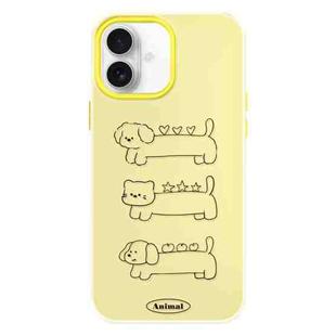 For iPhone 16 Plus Skin Feeling Jelly TPU Hybrid PC Phone Case(Animal Lines Yellow)