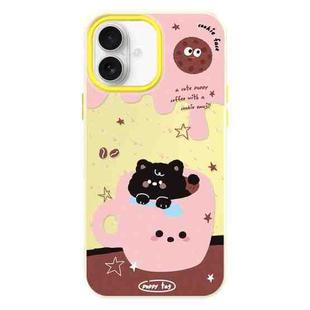 For iPhone 16 Plus Skin Feeling Jelly TPU Hybrid PC Phone Case(Teacup Puppy Yellow)