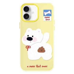 For iPhone 16 Plus Skin Feeling Jelly TPU Hybrid PC Phone Case(Pooping Puppy Yellow)