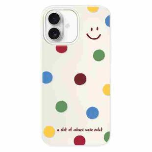 For iPhone 16 Skin Feeling Jelly TPU Hybrid PC Phone Case(Polka Dot Smile White)