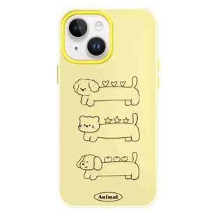 For iPhone 14 Plus Skin Feeling Jelly TPU Hybrid PC Phone Case(Animal Lines Yellow)