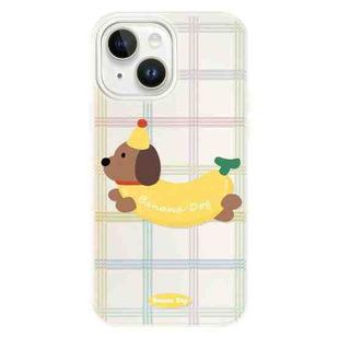 For iPhone 14 Plus Skin Feeling Jelly TPU Hybrid PC Phone Case(Line Banana White)