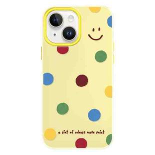 For iPhone 14 Plus Skin Feeling Jelly TPU Hybrid PC Phone Case(Polka Dots Smile Yellow)