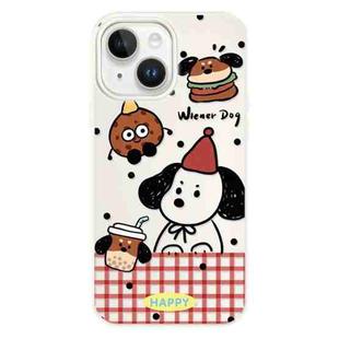 For iPhone 13 Skin Feeling Jelly TPU Hybrid PC Phone Case(Hamburger Dachshund Beige)