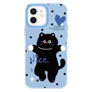 For iPhone 12 Skin Feeling Jelly TPU Hybrid PC Phone Case(Dancing Cat Blue)