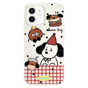 For iPhone 12 Skin Feeling Jelly TPU Hybrid PC Phone Case(Hamburger Dachshund Beige)