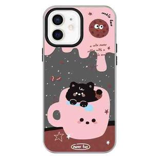 For iPhone 12 Skin Feeling Jelly TPU Hybrid PC Phone Case(Teacup Puppy Black)