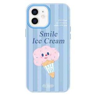 For iPhone 12 Skin Feeling Jelly TPU Hybrid PC Phone Case(Smiling Ice Cream Blue)