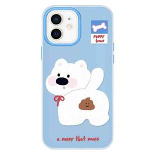 For iPhone 12 Skin Feeling Jelly TPU Hybrid PC Phone Case(Pooping Puppy Blue)