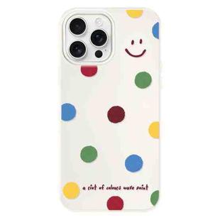 For iPhone 11 Pro Max Skin Feeling Jelly TPU Hybrid PC Phone Case(Polka Dot Smile White)