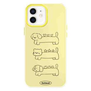 For iPhone 11 Skin Feeling Jelly TPU Hybrid PC Phone Case(Animal Lines Yellow)