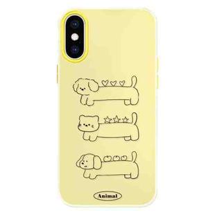 For iPhone X / XS Skin Feeling Jelly TPU Hybrid PC Phone Case(Animal Lines Yellow)