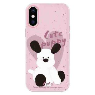 For iPhone X / XS Skin Feeling Jelly TPU Hybrid PC Phone Case(Puppy Pillow Pink)