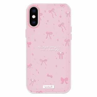 For iPhone X / XS Skin Feeling Jelly TPU Hybrid PC Phone Case(Love Bow Pink)