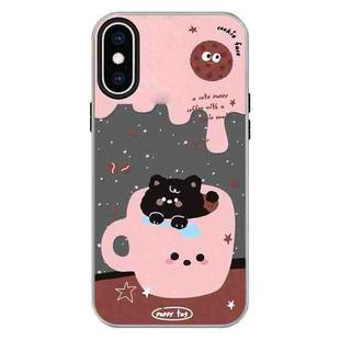 For iPhone X / XS Skin Feeling Jelly TPU Hybrid PC Phone Case(Teacup Puppy Black)