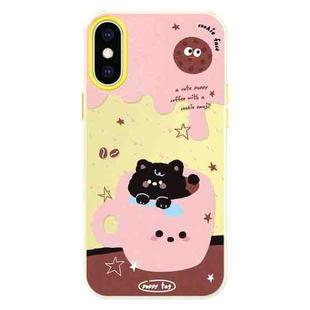 For iPhone X / XS Skin Feeling Jelly TPU Hybrid PC Phone Case(Teacup Puppy Yellow)