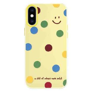 For iPhone X / XS Skin Feeling Jelly TPU Hybrid PC Phone Case(Polka Dots Smile Yellow)