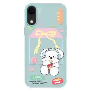 For iPhone XR Skin Feeling Jelly TPU Hybrid PC Phone Case(Potato Chips Puppy Light Green)