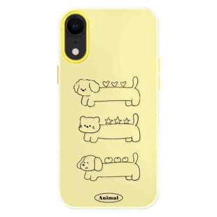 For iPhone XR Skin Feeling Jelly TPU Hybrid PC Phone Case(Animal Lines Yellow)