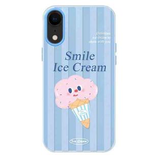 For iPhone XR Skin Feeling Jelly TPU Hybrid PC Phone Case(Smiling Ice Cream Blue)