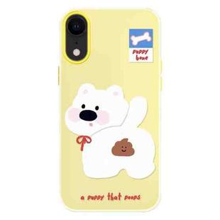 For iPhone XR Skin Feeling Jelly TPU Hybrid PC Phone Case(Pooping Puppy Yellow)