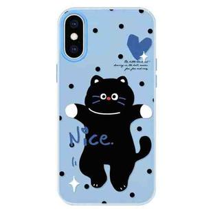 For iPhone XS Max Skin Feeling Jelly TPU Hybrid PC Phone Case(Dancing Cat Blue)