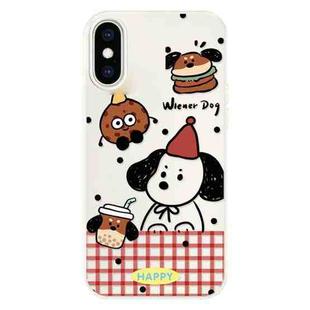 For iPhone XS Max Skin Feeling Jelly TPU Hybrid PC Phone Case(Hamburger Dachshund Beige)