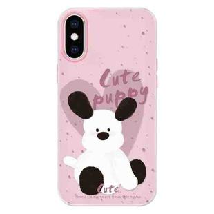 For iPhone XS Max Skin Feeling Jelly TPU Hybrid PC Phone Case(Puppy Pillow Pink)