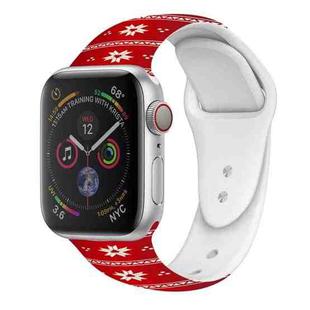 For Apple Watch 46mm / 49mm / 45mm / 44mm Christmas Pattern Silicone Watch Band(Sakura Red)