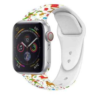 For Apple Watch 46mm / 49mm / 45mm / 44mm Christmas Pattern Silicone Watch Band(Childlike Christmas 2)