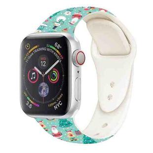 For Apple Watch 46mm / 49mm / 45mm / 44mm Christmas Pattern Silicone Watch Band(Snow Christmas)