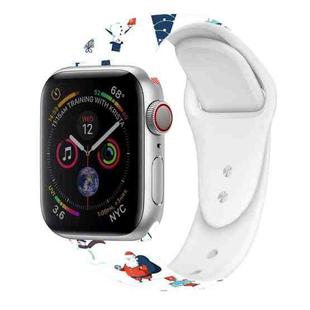 For Apple Watch 46mm / 49mm / 45mm / 44mm Christmas Pattern Silicone Watch Band(White Christmas)