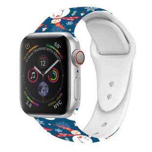 For Apple Watch 42mm / 41mm / 40mm / 38mm Christmas Pattern Silicone Watch Band(Snowman Blue)