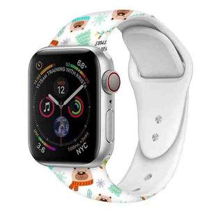 For Apple Watch 42mm / 41mm / 40mm / 38mm Christmas Pattern Silicone Watch Band(Happy Bear)