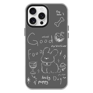 For iPhone 16 Pro Max Skin Feeling Jelly TPU Hybrid PC Phone Case(Doodle Puppy Black)