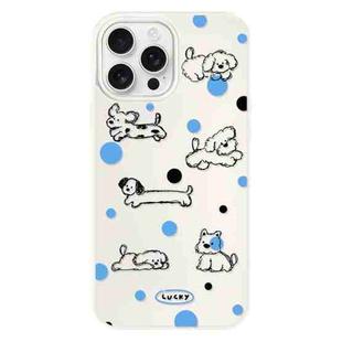 For iPhone 16 Pro Max Skin Feeling Jelly TPU Hybrid PC Phone Case(Polka Dot Puppy White)