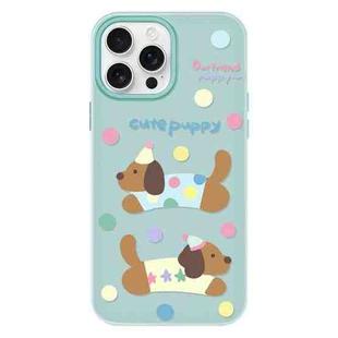 For iPhone 16 Pro Max Skin Feeling Jelly TPU Hybrid PC Phone Case(Cute Puppy Light Green)