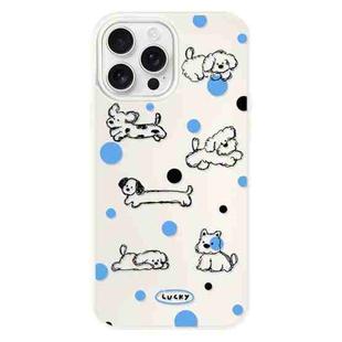 For iPhone 16 Pro Skin Feeling Jelly TPU Hybrid PC Phone Case(Polka Dot Puppy White)