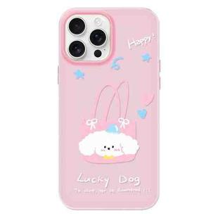 For iPhone 16 Pro Skin Feeling Jelly TPU Hybrid PC Phone Case(Dog Tote Bag Pink)