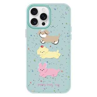 For iPhone 16 Pro Skin Feeling Jelly TPU Hybrid PC Phone Case(Three Puppies Light Green)