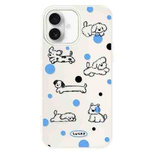 For iPhone 16 Plus Skin Feeling Jelly TPU Hybrid PC Phone Case(Polka Dot Puppy White)