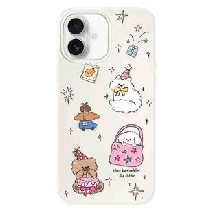 For iPhone 16 Skin Feeling Jelly TPU Hybrid PC Phone Case(Star Shine Small Object White)