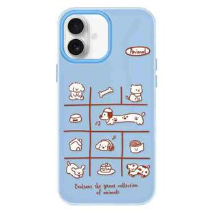 For iPhone 16 Skin Feeling Jelly TPU Hybrid PC Phone Case(Red Line Dog Blue)